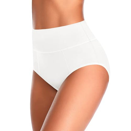 ASIMOON Tummy Control High Waisted Underwear for Women Cotton Plus Size Full Coverage Panties Ladies Briefs - color: Multicoloured-04-5 Pack, size: Large