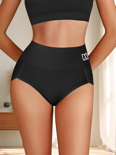 Women's Underwear Cotton Super High Waisted Briefs Full Coverage Breathable Postpartum Panties 5 Pack