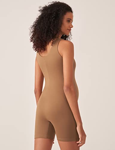 POSHDIVAH Maternity Romper Shorts Double Lined Jumpsuit - color: Brown, size: Medium
