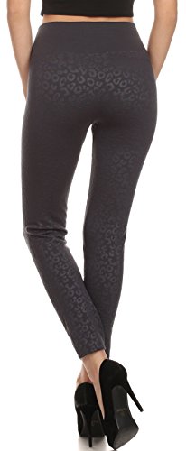 Sakkas Women's Patterned Soft Fleece Lined High Waist Leggings - color: Charcoal, size: One Size