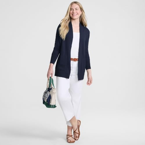 Lands' End Women's Long Sleeve Open Long Cardigan Sweater - color: Radiant Navy, size: X-Small Petite