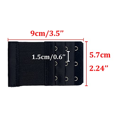 Bra Extenders 2 Hook / 3 Hook / 4 Hook / 5 Hook / 6 Hook, Soft & Stretchy for Back Bra Extension Strap B-E-B-E1 - color: A1, 2 Hook/ 3 Hook / 4 Hook - Black