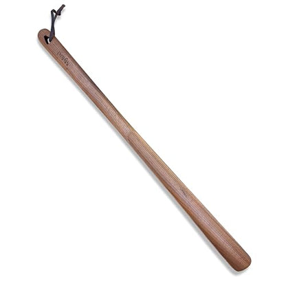 Myluxi Wooden Shoe horn Long Handle for Seniors,23.6in Shoe Helper - color: Black-walnut