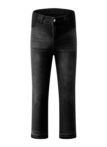 BLENCOT Women Maternity Pants High Waisted Straight Leg Ankle Jeans - color: Black, size: X-Large