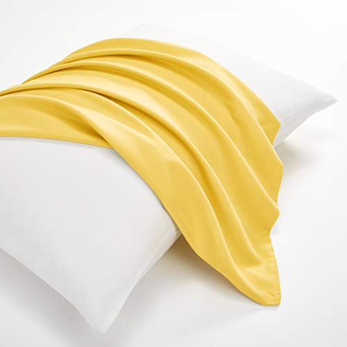 EVOLIVE Body Pillow Cover 21"x54", Microfiber, Hidden Zipper (Yellow) - color: Yellow