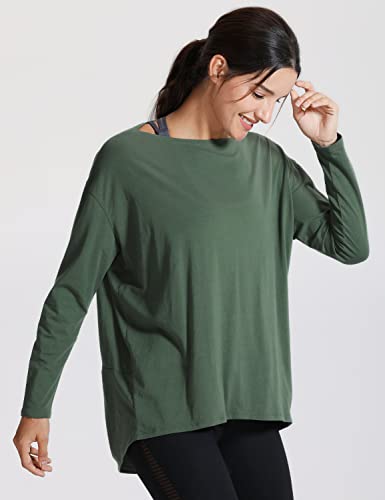 CRZ YOGA Pima Cotton Boat Neck Top - color: Nature Green, size: X-Large