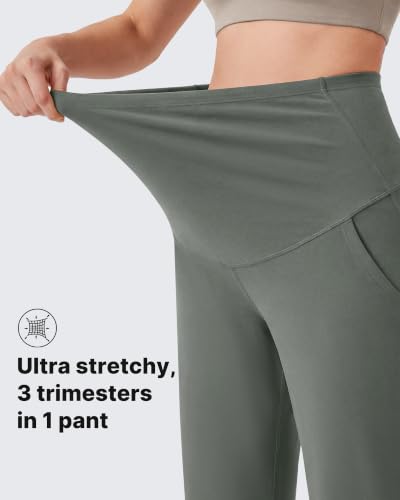 G4Free EverGoing Maternity Work Pants Pregnancy Tapered Ankle Trousers - color: Gray Sage, size: Medium