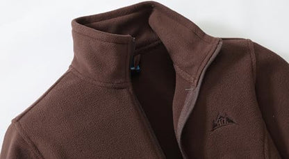 GIMECEN Women's Full Zip Soft Polar Fleece Jacket Outdoor Recreation Coat - color: Coffee, size: X-Large