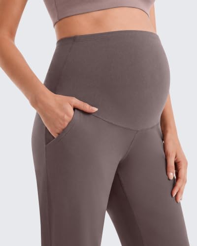 G4Free EverGoing Maternity Work Pants Pregnancy Tapered Ankle Trousers - color: Taupe, size: Medium