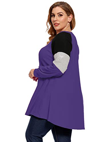 LARACE Plus Size Tops Women Pullover Sweatshirt Long Sleeve Tunic - color: Deep Purple, size: 5X