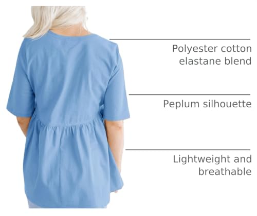 Cicy Bell Womens Babydoll Tops Plus Size Tunic Summer Flowy Peplum Shirts - color: Light Blue, size: X-Large
