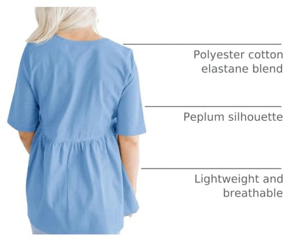 Cicy Bell Womens Babydoll Tops Plus Size Tunic Summer Flowy Peplum Shirts - color: Light Blue, size: X-Large