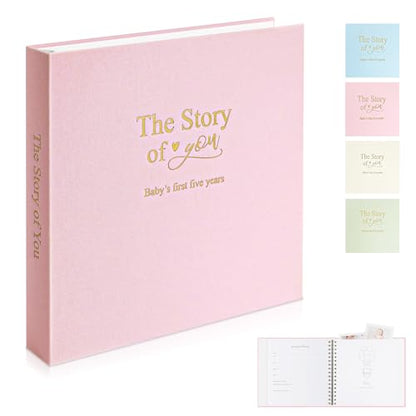 1DOT2 Timeless First 5 Years Keepsake Baby Memory Book for Boy or Girl - color: Pink