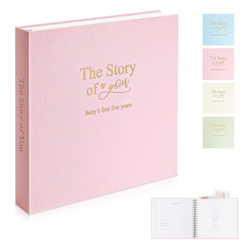 1DOT2 Timeless First 5 Years Keepsake Baby Memory Book for Boy or Girl - color: Pink