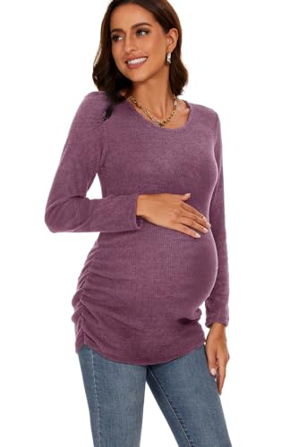 Smallshow Women's Maternity Sweater Shirt Long Sleeve - color: Maroon, size: XX-Large