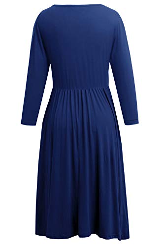 Smallshow Women's 3/4 Sleeve Maternity Nursing Dress for Breastfeeding - color: Navy, size: Medium