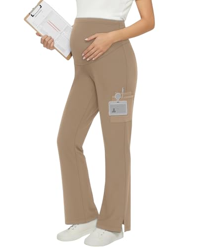 Women's Maternity Scrub Pants - color: Khaki, size: Medium