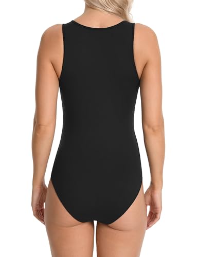 V VOCNI Maternity Bodysuit Racerback Halter Pregnancy Body Suits - color: 2-pack Black, size: X-Large