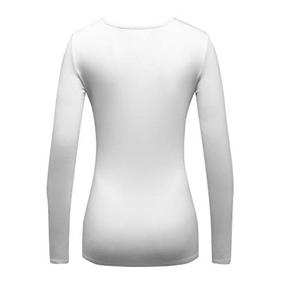 OThread & Co. Women's Long Sleeve T-Shirt Comfy Underscrub Tee Basic Stretch Layer - color: White, size: Small