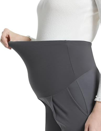 Maternity Pants Work Wide Leg Business Trousers - color: Dark Grey, size: X-Large