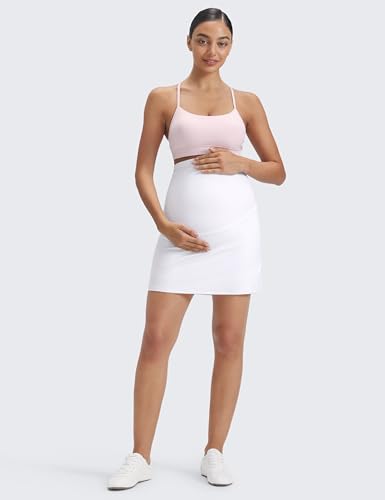 CRZ YOGA Maternity A Line Golf Skirts - color: White, size: Medium