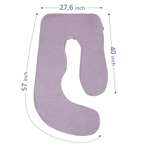 Sasttie Cooling Pregnancy Pillow Cover for 57-inch Maternity Pillow, Purple - color: Purple
