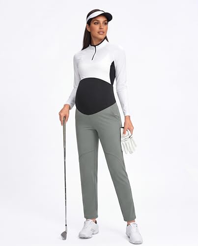 Maternity Pants Over The Belly Stretchy Scrub Pants - color: Grey, size: Medium