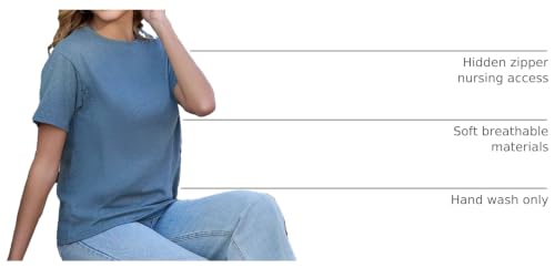 Ecavus 3 Pack Nursing Shirts for Breastfeeding, Hidden Zippers Nursing Tops - color: Heather Blue/Heather Green/Black, size: Medium