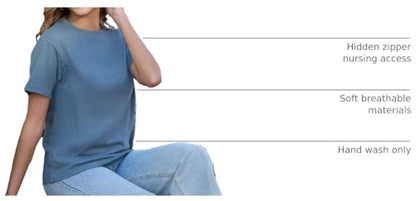Ecavus 3 Pack Nursing Shirts for Breastfeeding, Hidden Zippers Nursing Tops - color: Heather Blue/Heather Green/Black, size: Medium