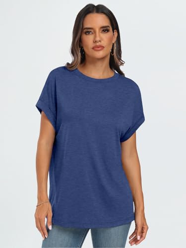 AUTOMET Women's Oversized Short Sleeve T Shirts Summer Tops - color: Blue, size: XX-Large