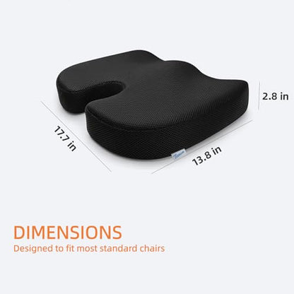 Coccyx & Tailbone Support Seat Cushion, Black - color: Black