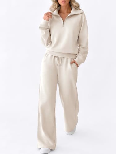 EFAN Womens Sweatsuits Modal Blend 2 Piece Matching Sets Comfy Lounge Wear - color: Beige, size: X-Large