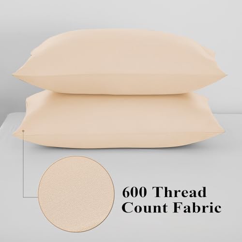 100% Egyptian Cotton Pillow Protectors Set of 4 Standard Size - color: Beige, size: Standard 4Pack