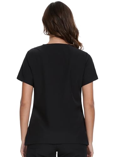 Scrubs for Women - V-Neck Women Scrub Tops - color: Black, size: Medium