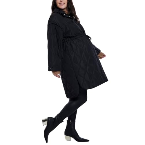 Motherhood Maternity Women's Quilted Pregnancy Long Puffer Jacket - color: Black, size: Medium