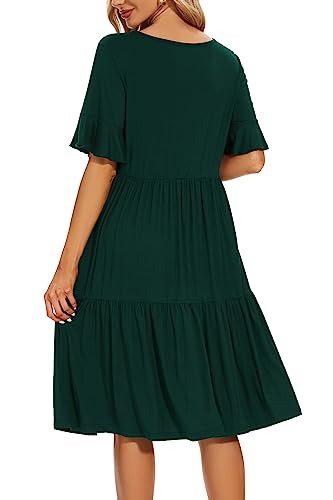Smallshow Women's Ruffle Maternity Nursing Dress - color: Deep Green, size: X-Large