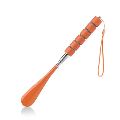 Shoe Horn Long Handle Retractable Shoehorn Telescopic Foldable Shoe Puller Adjustable Shoe Aids Easy Slip on - color: Orange
