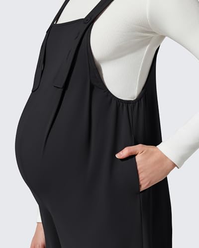 G4Free Shiftready Maternity Jumpsuit Pregnancy Overalls Adjustable Casual - color: Black, size: XX-Large