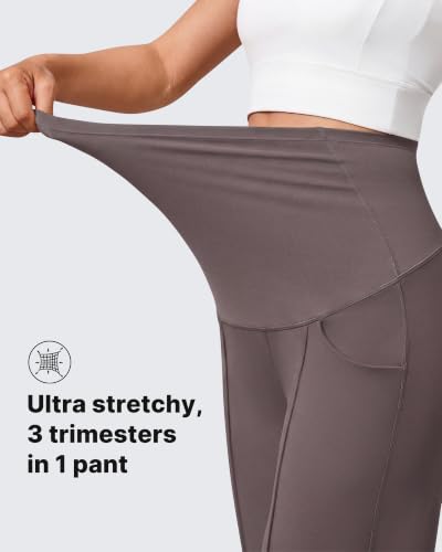 G4Free EverGoing Maternity Work Pants Tapered Ankle Pregnancy Trousers - color: Taupe, size: Medium