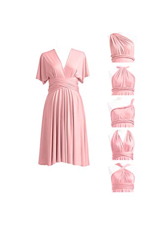 72styles Multi-Way Wrap Short Infinity Dress for Bridesmaids - color: Dusty Rose