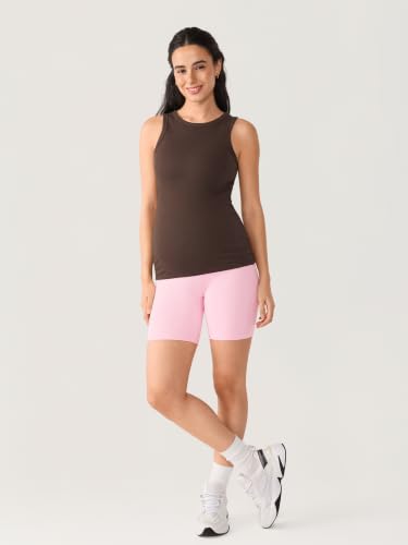 MOMANDA No Front Seam Maternity Biker Shorts 6" - color: Sweet Pink, size: Medium