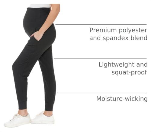 Leggings Depot Maternity Pants for Women Over The Belly Pregnancy Joggers Casual Lounge Pants - color: Heather Dark Charcoal, size: Medium