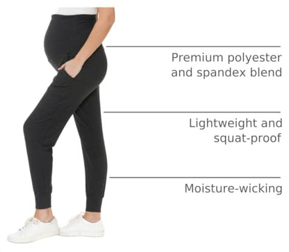 Leggings Depot Maternity Pants for Women Over The Belly Pregnancy Joggers Casual Lounge Pants - color: Heather Dark Charcoal, size: Medium