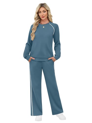 Sampeel Women 2 Piece Lounge Sets Sweatsuit Fall Outfits Matching Sets - color: Blue, size: X-Large