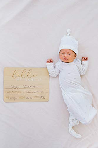 Pearhead Wooden Baby Welcome Sign - color: Hello World Baby Arrival Sign