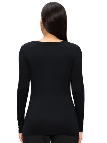 Underscrub Long Sleeve Women Crew Neck Comfort Tee, Scrub Undershirt - color: Black, size: 4X-Large
