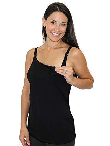 Leading Lady Women's Nursing Cami with Built in Bra - color: Black, size: Large
