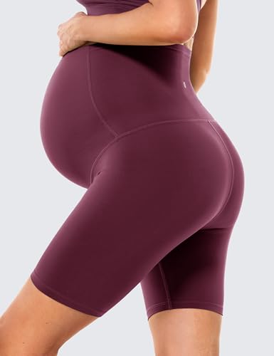 BAYDI Clouduxi Maternity Biker Shorts Over the Belly 6" - color: Garnet Red, size: Medium