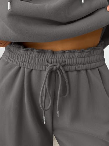 Trendy Queen Womens 2 Piece Lounge Sweat Sets Matching Sweatsuits - color: Black Grey, size: Small