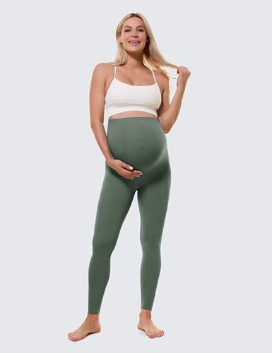 Buttergene Maternity No Front Seam Legging 25" - color: Dusty Green, size: X-Small